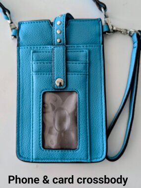Phone card holder crossbody wristlet turquoise